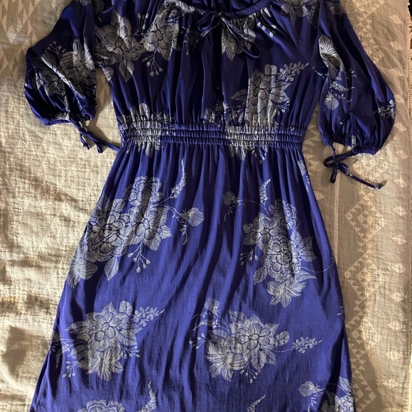 Roots Blue and White Jersey Mini Dress - Picture 7 of 7